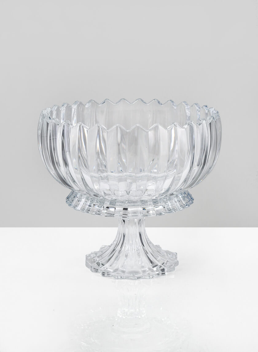 9in Wide Arctic Ice Glass Compote Decor Jamali-garden