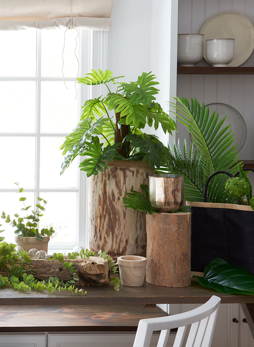 12in Tall Paulownia Wood Tree Trunk Vase Decor Jamali-garden