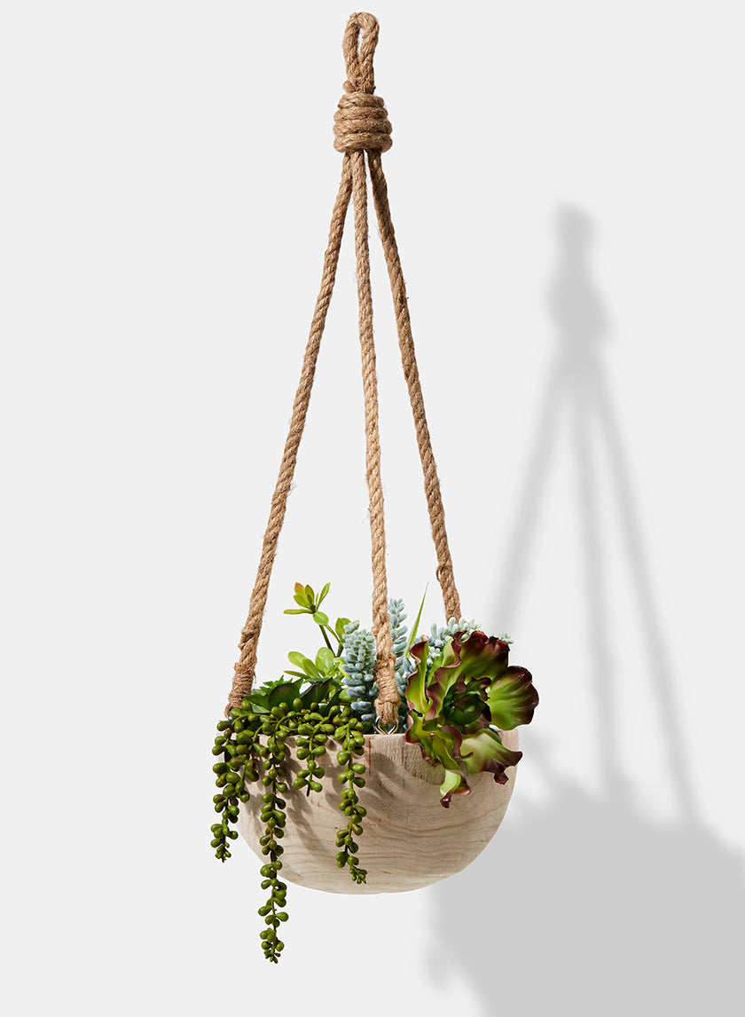 4.5in Tall Hanging Paulownia Wood Bowl Decor Jamali-garden