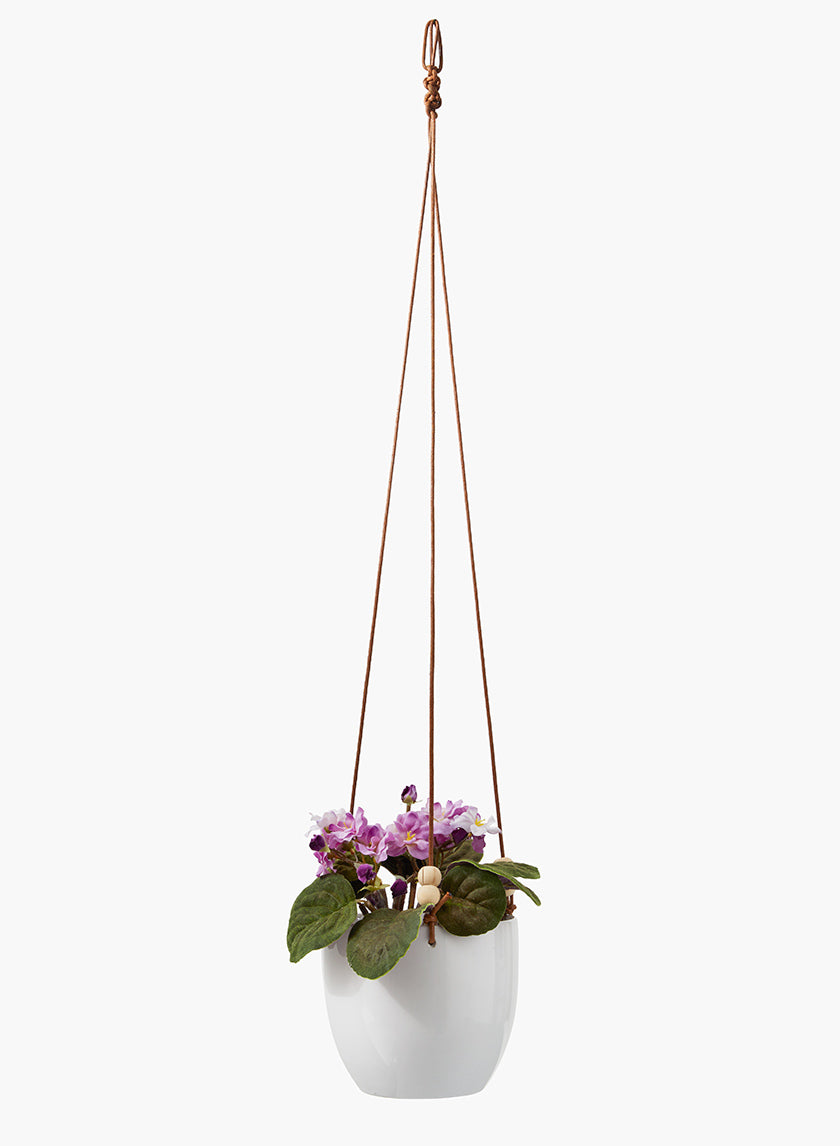 6in Tall White Ceramic Hanging Pot Decor Jamali-garden