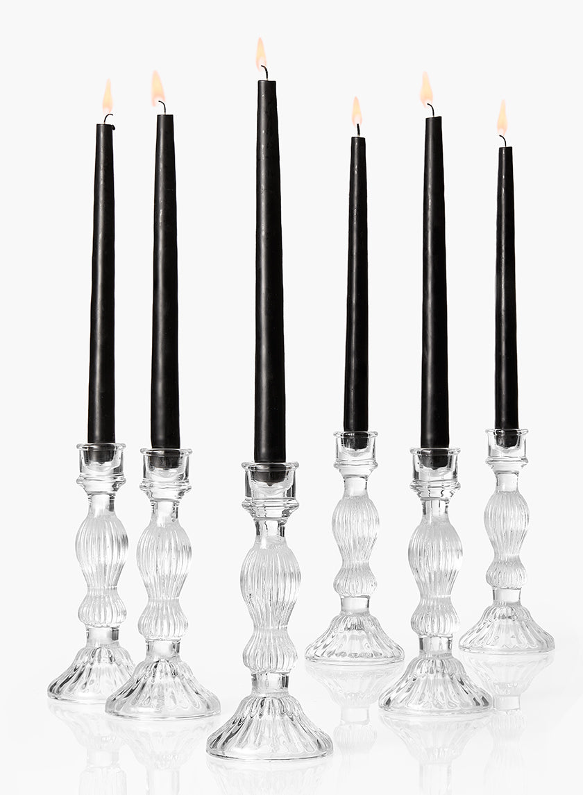 8in Tall Optical Glass Candlestick Decor Jamali-garden