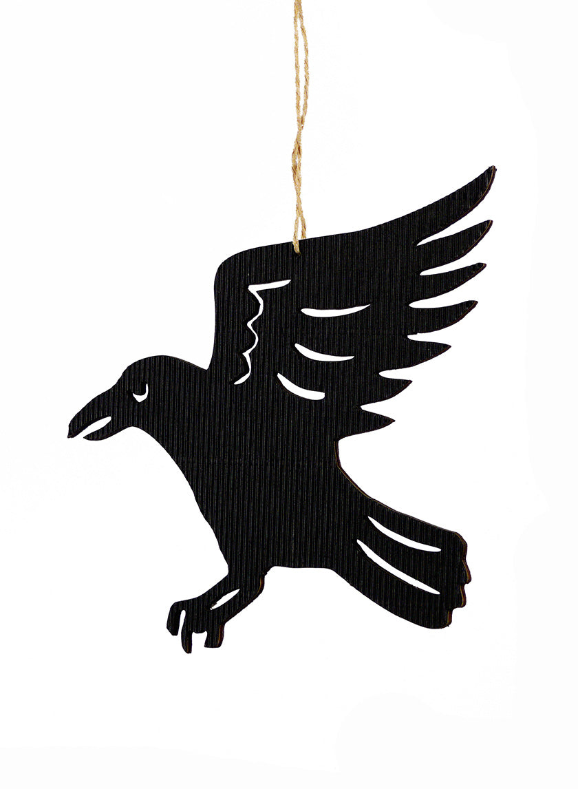 7in Long Die Cut Black Crow Ornament Decor Jamali-garden