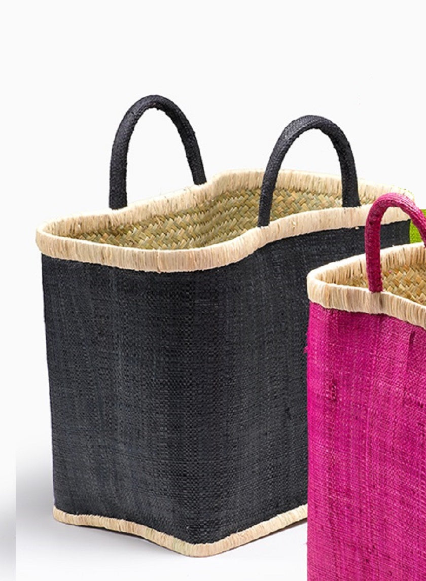 Large Black Raffia Tote Decor Jamali-garden