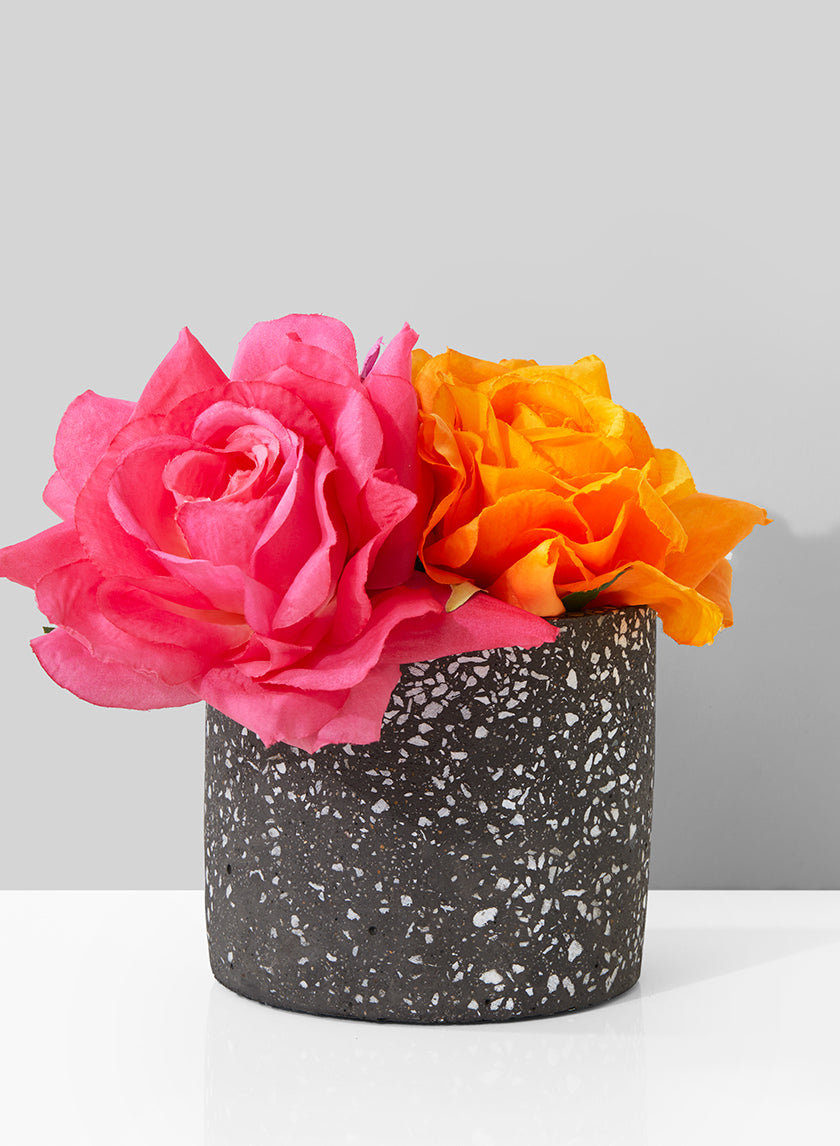 4in Tall Black Terrazzo Bowl Decor Jamali-garden