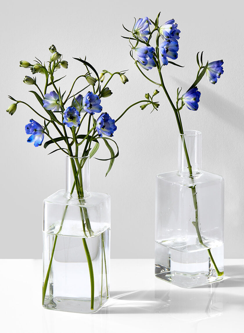6in Tall Square Bottle Bud Glass Vase Decor Jamali-garden