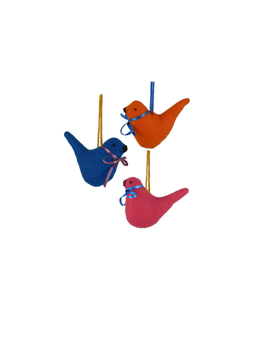 4in Long Orange Fabric Bird Ornament Decor Jamali-garden