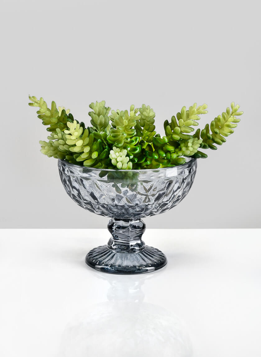5in Wide Bombon Smoke Candy Glass Dish Decor Jamali-garden