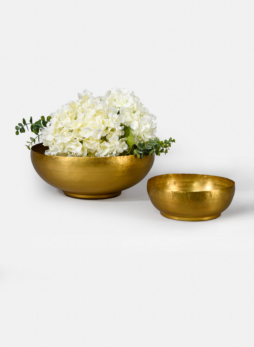 7.5in Wide Antique Raw Brass Bowl Decor Jamali-garden