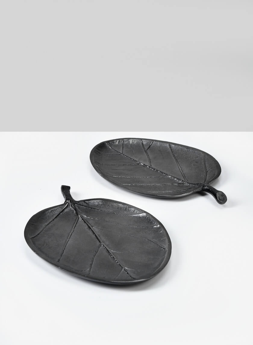 8in Long Dark Platinum Betel Leaf Tray Decor Jamali-garden