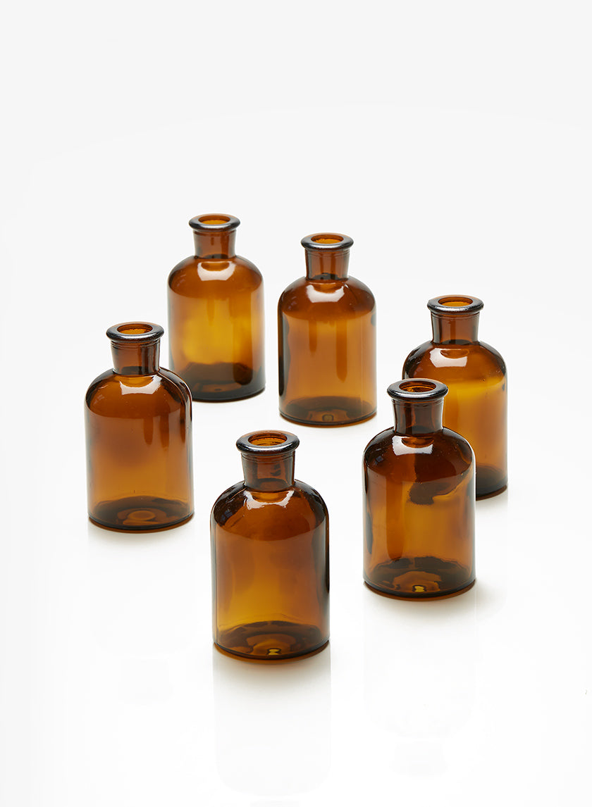 4in Tall Dark Amber Glass Bottle Vase Decor Jamali-garden