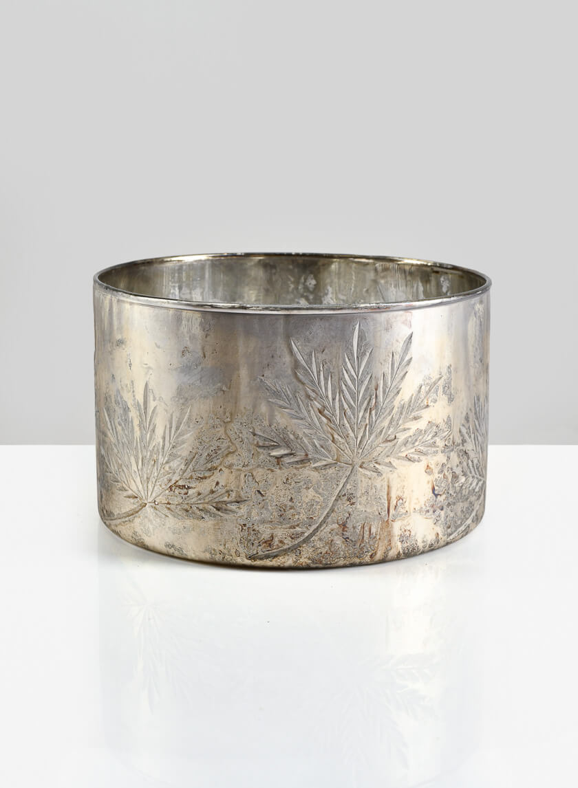 7in Wide Cairo Vintage Glass Silver Low Bowl Decor Jamali-garden