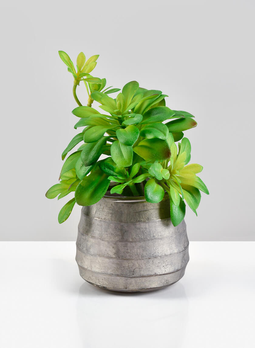 4.5in Tall Cairo Aged Silver Pot Decor Jamali-garden