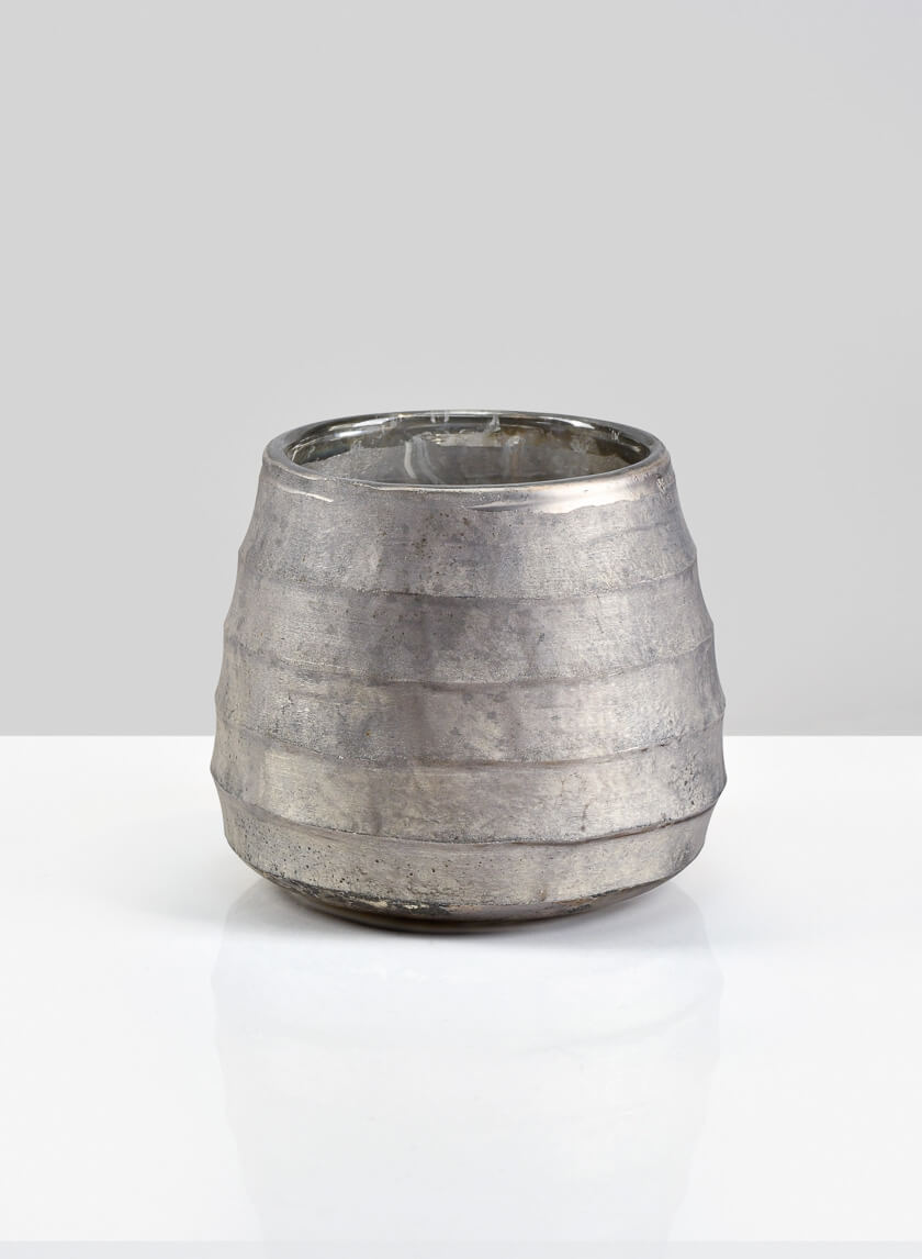 4.5in Tall Cairo Aged Silver Pot Decor Jamali-garden