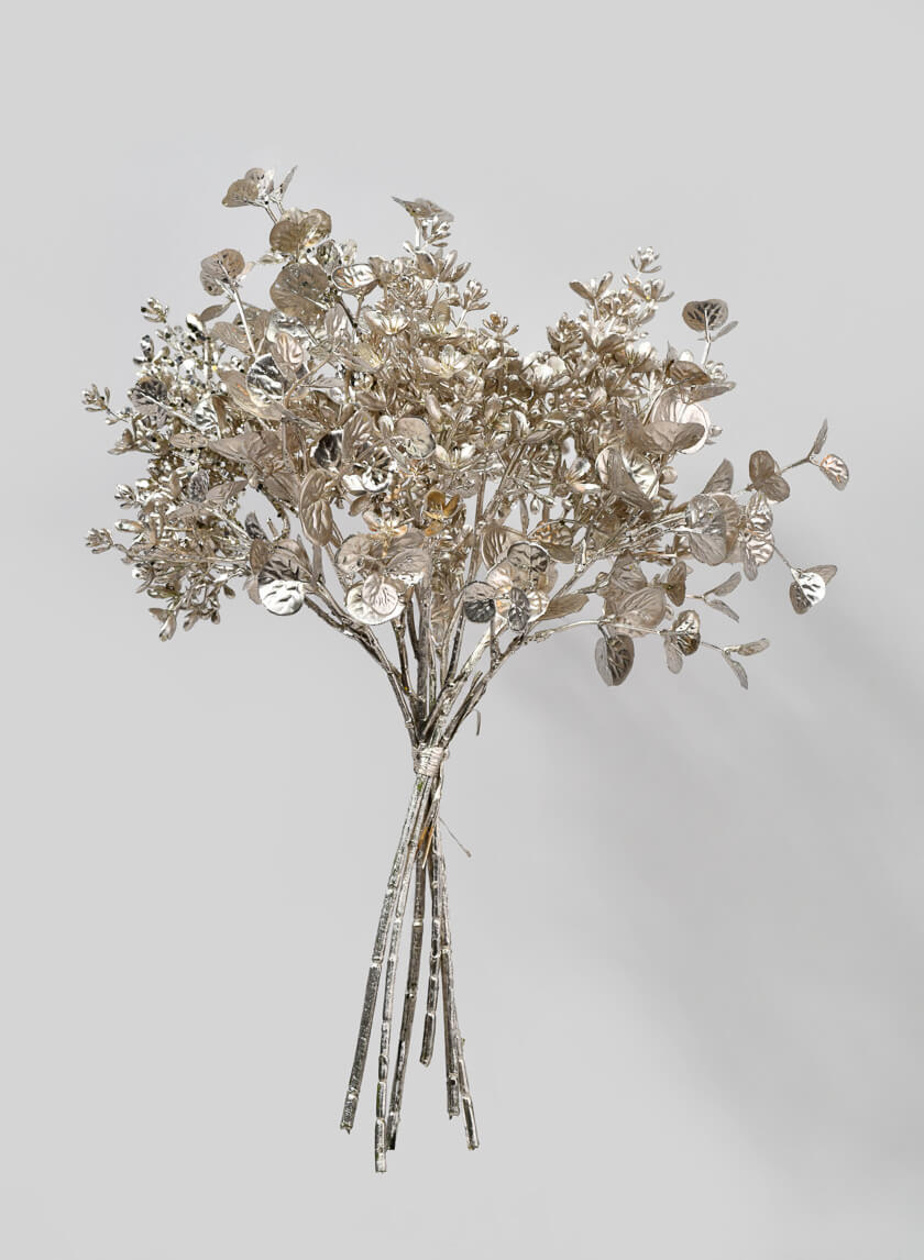 15in Long Metallic Champagne Eucalyptus Bouquet Decor Jamali-garden