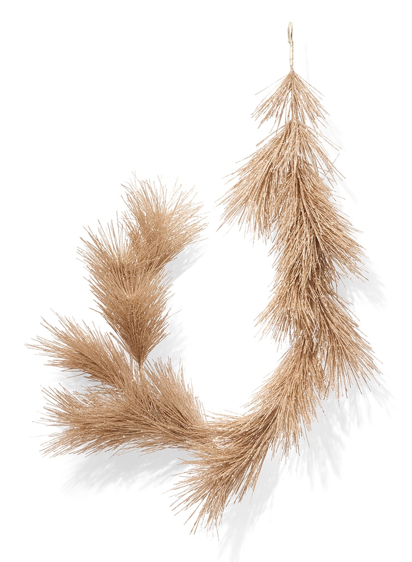 5ft Long Light Champagne Silver Long Pine Garland Decor Jamali-garden