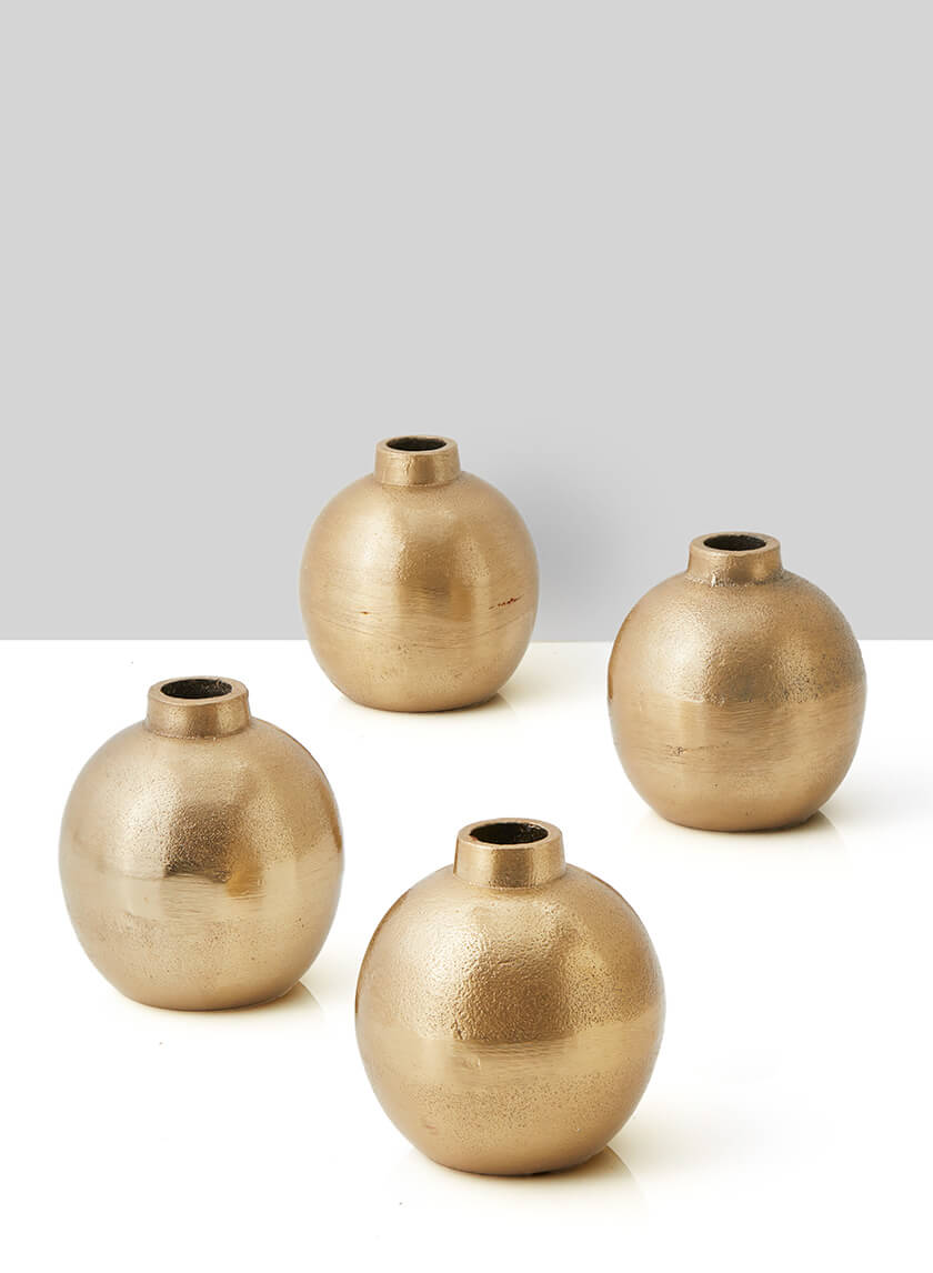 3.5in Tall Chateau Gold Ball Bud Vase Decor Jamali-garden