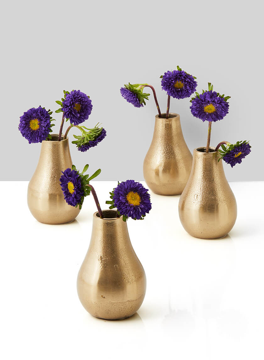 4in Tall Gold Bud Vase Set Decor Jamali-garden