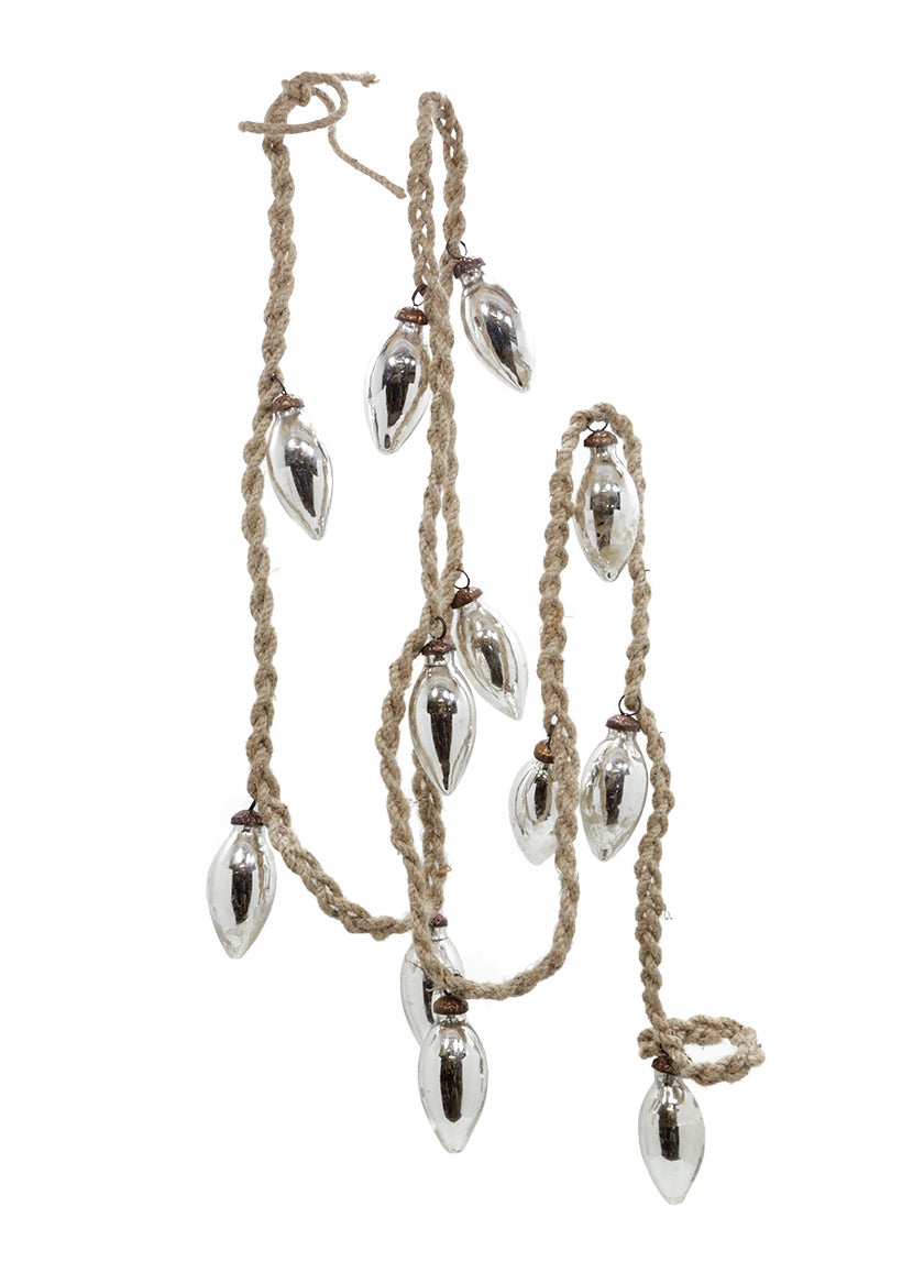 6.5ft Long Mini Silver Mercury C7 Ornament Bulb Rope Garland Decor Jamali-garden