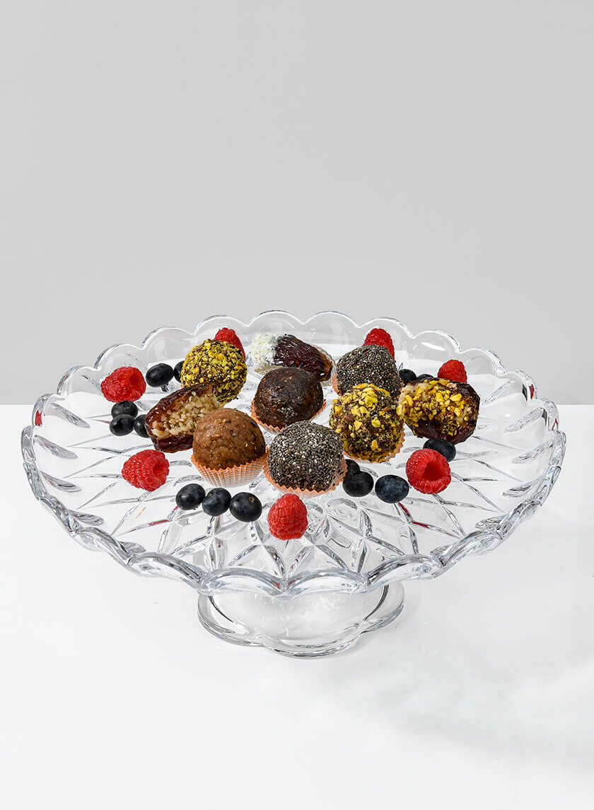 11.75in Wide Festonne Glass Cake Stand Decor Jamali-garden