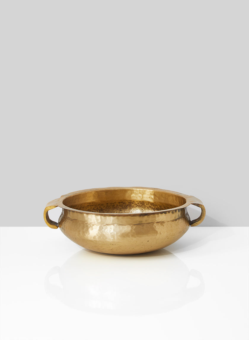 7.5in Wide Antiqued Brass Handi Bowl Decor Jamali-garden