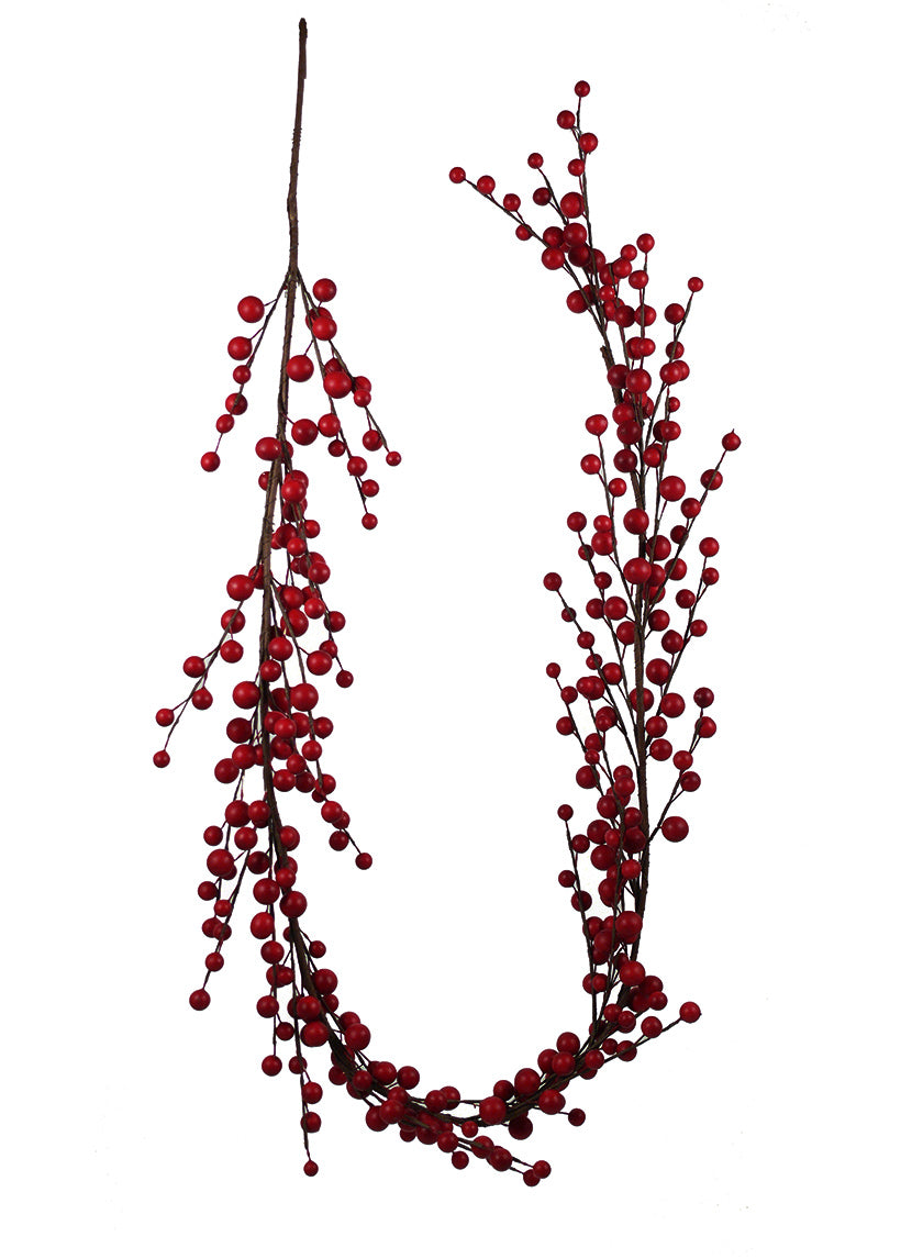 58in Long Matte Red Berry Garland Decor Jamali-garden
