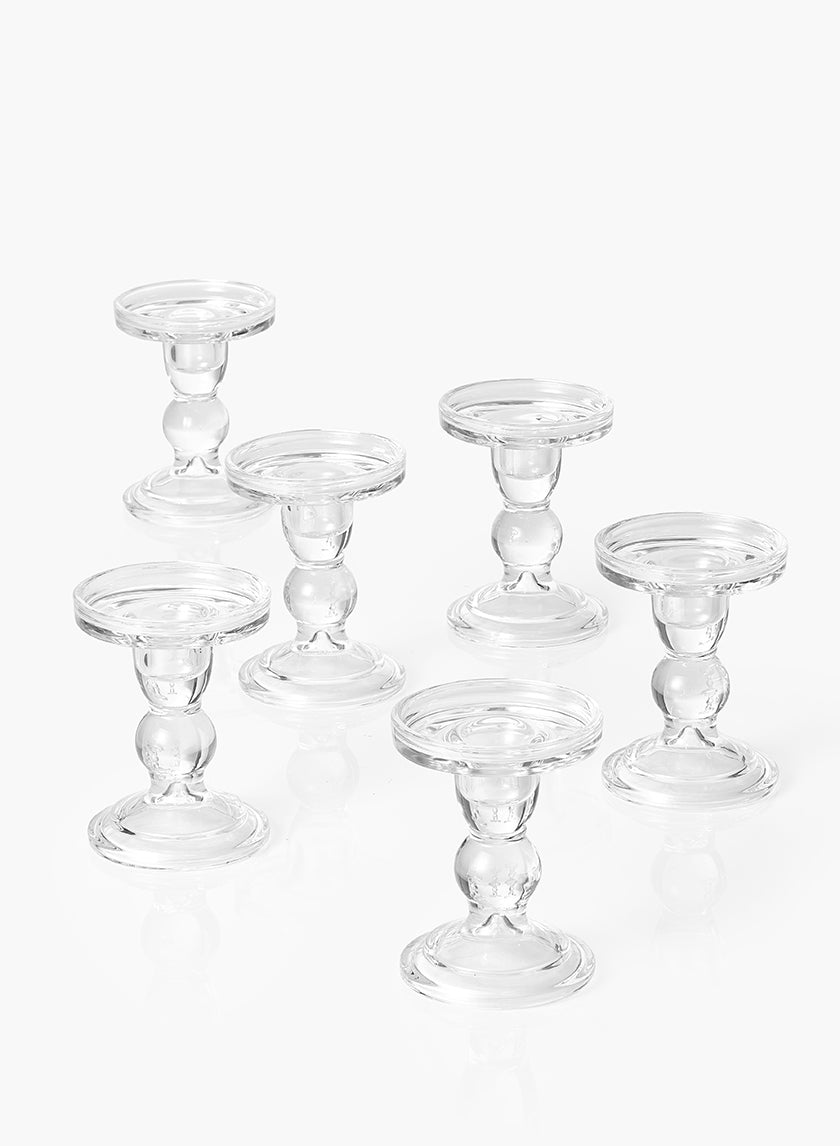 4.5in Tall Clear Glass Pillar Holder Decor Jamali-garden