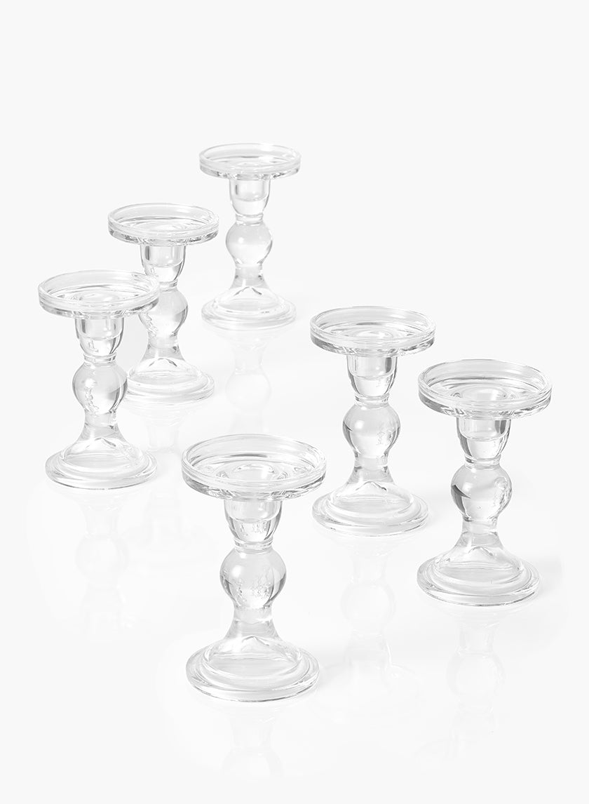5.5in Tall Clear Glass Pillar Holder Decor Jamali-garden