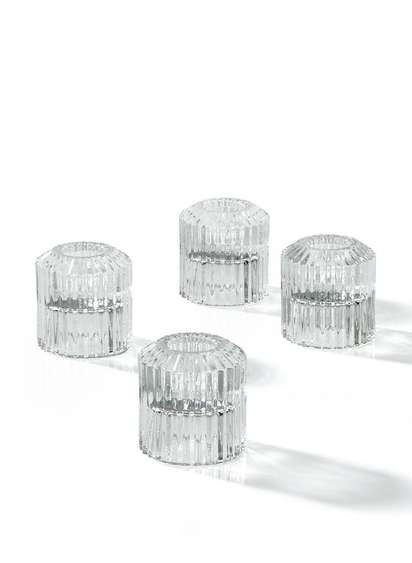 2.25in Tall Pleated Glass Tea Light Holder Decor Jamali-garden