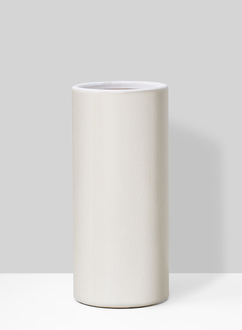 9in Tall White Ceramic Cylinder Decor Jamali-garden
