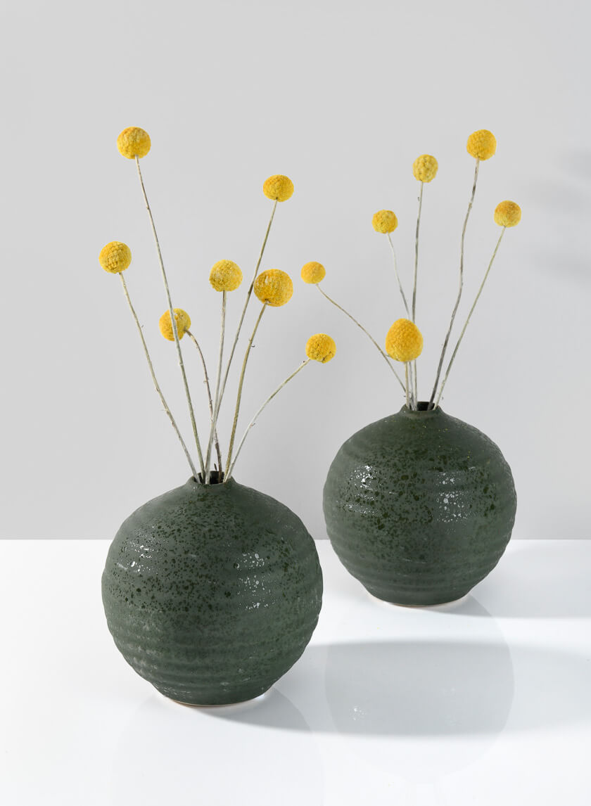 5in Wide Acapulco Green Sandstone Ball Vase Decor Jamali-garden