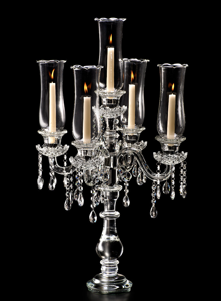 31 1/2in Tall Crystal Chandelier Hurricane Candelabra Decor Jamali-garden
