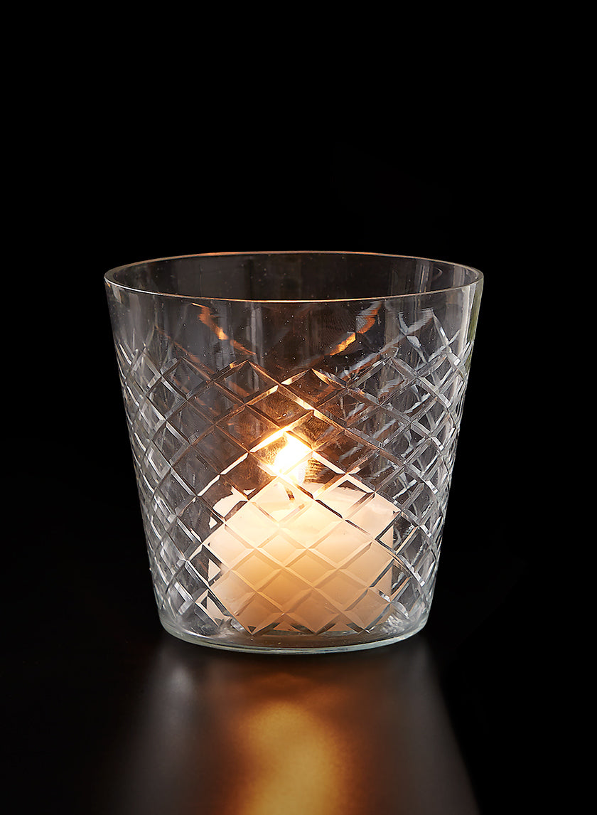 3.75in Tall Diamond Cut Glass Vase Decor Jamali-garden