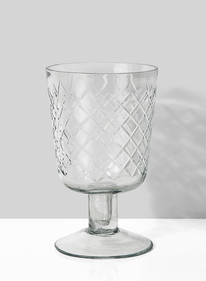 5in Tall Diamond Cut Glass Pedestal Vase Decor Jamali-garden