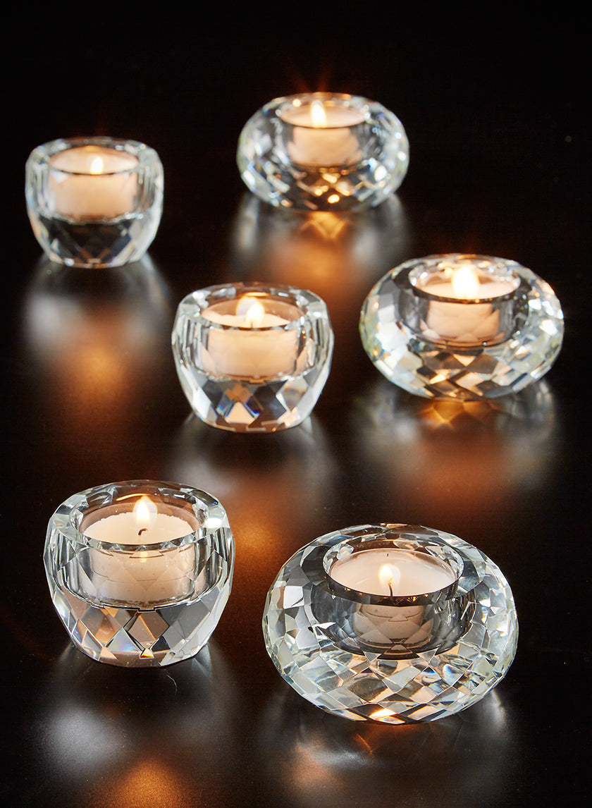 Crystal Faceted Tea Light Holders Decor Jamali-garden