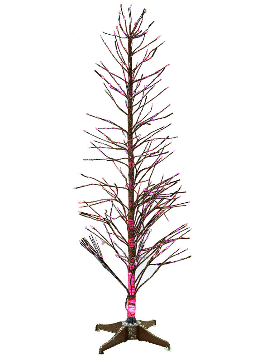 6ft Tall Snowy Branch Christmas Tree With Warm White L.E.D. Light Tips Decor Jamali-garden