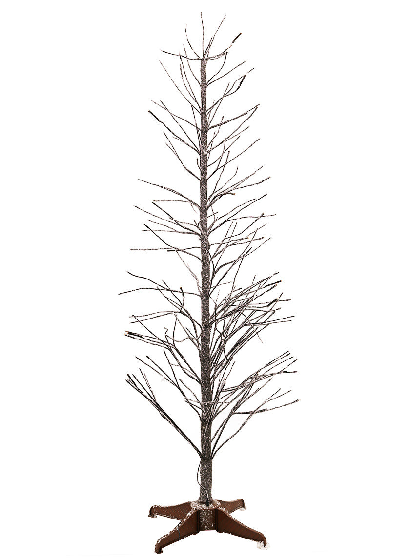 6ft Tall Snowy Branch Christmas Tree With Warm White L.E.D. Light Tips Decor Jamali-garden
