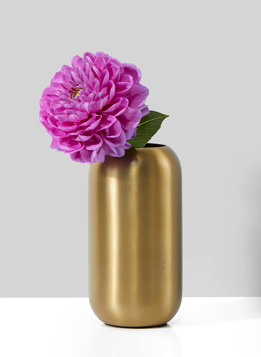 5.5in Tall Bretagne Matte Gold Steel Capsule Vase Decor Jamali-garden