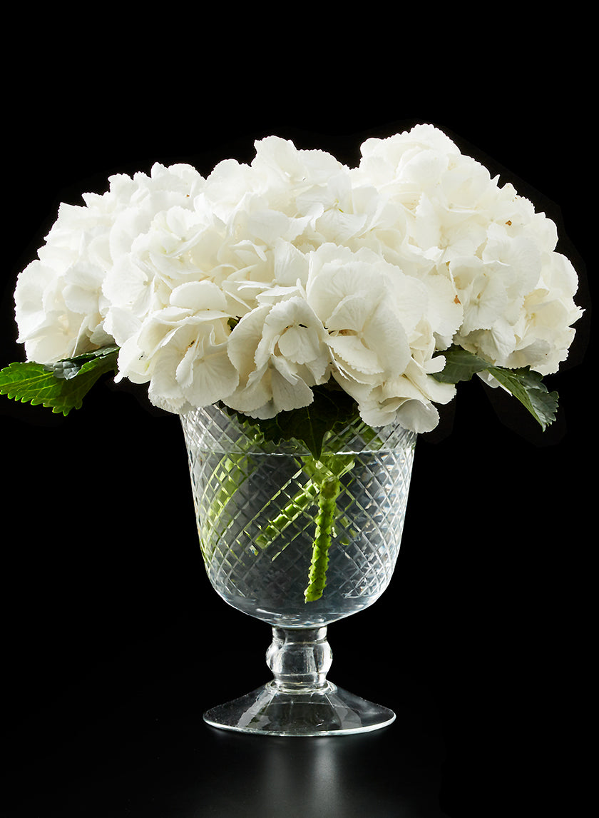 8.5in Tall Diamond Cut Glass Pedestal Vase Decor Jamali-garden