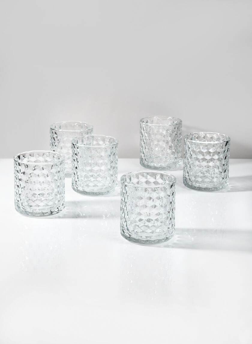 3.5in Tall Hex Glass Votive Holder Decor Jamali-garden