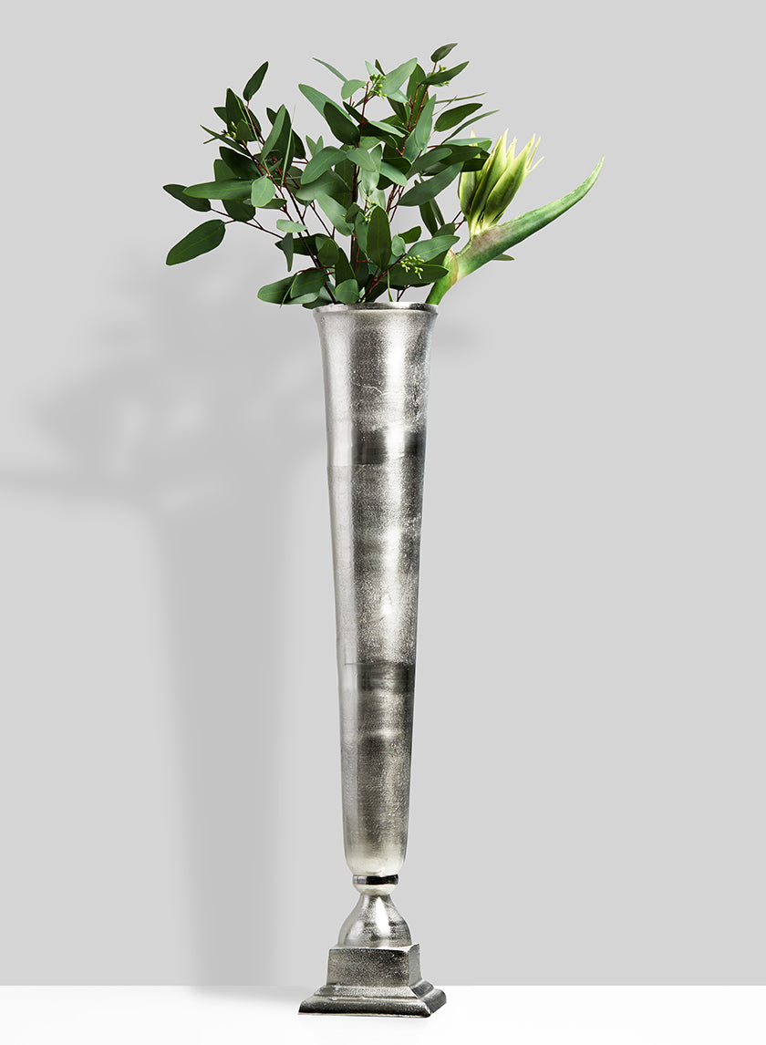 31.5in Tall Nickel Trumpet Vase Decor Jamali-garden