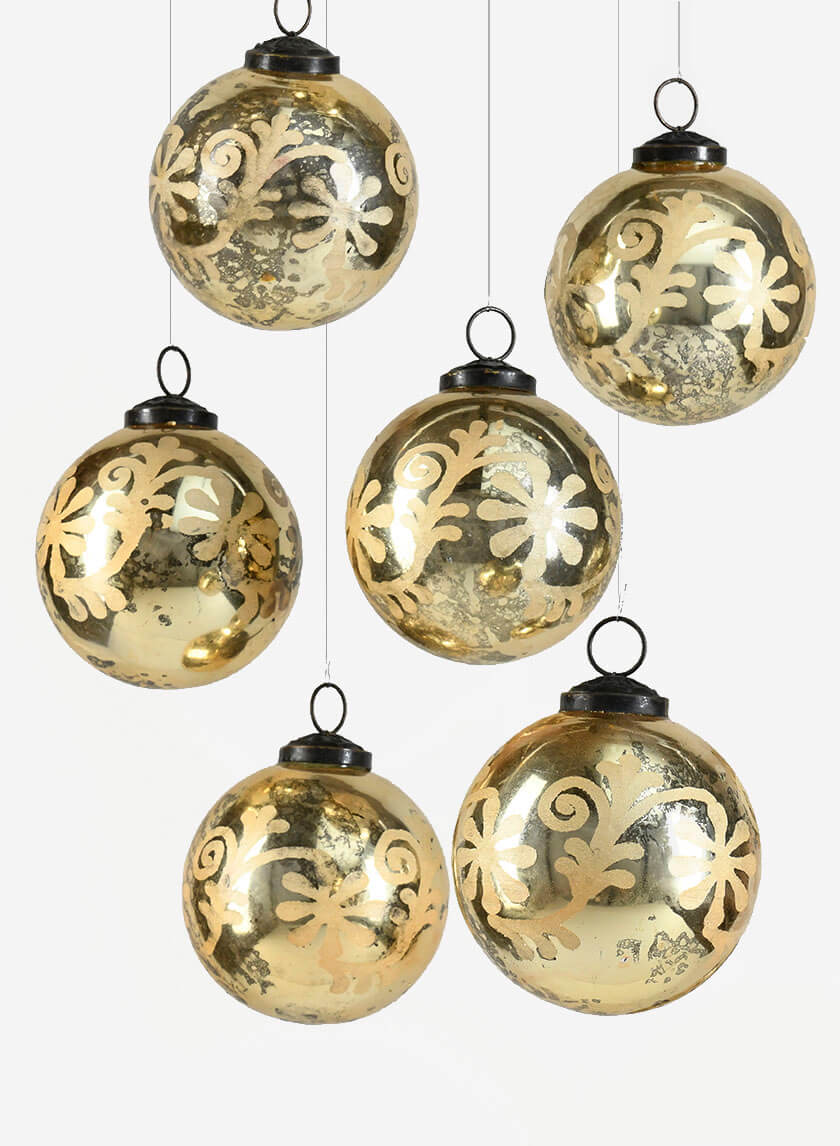 3in Round Etched Classic Ornament Ball Decor Jamali-garden