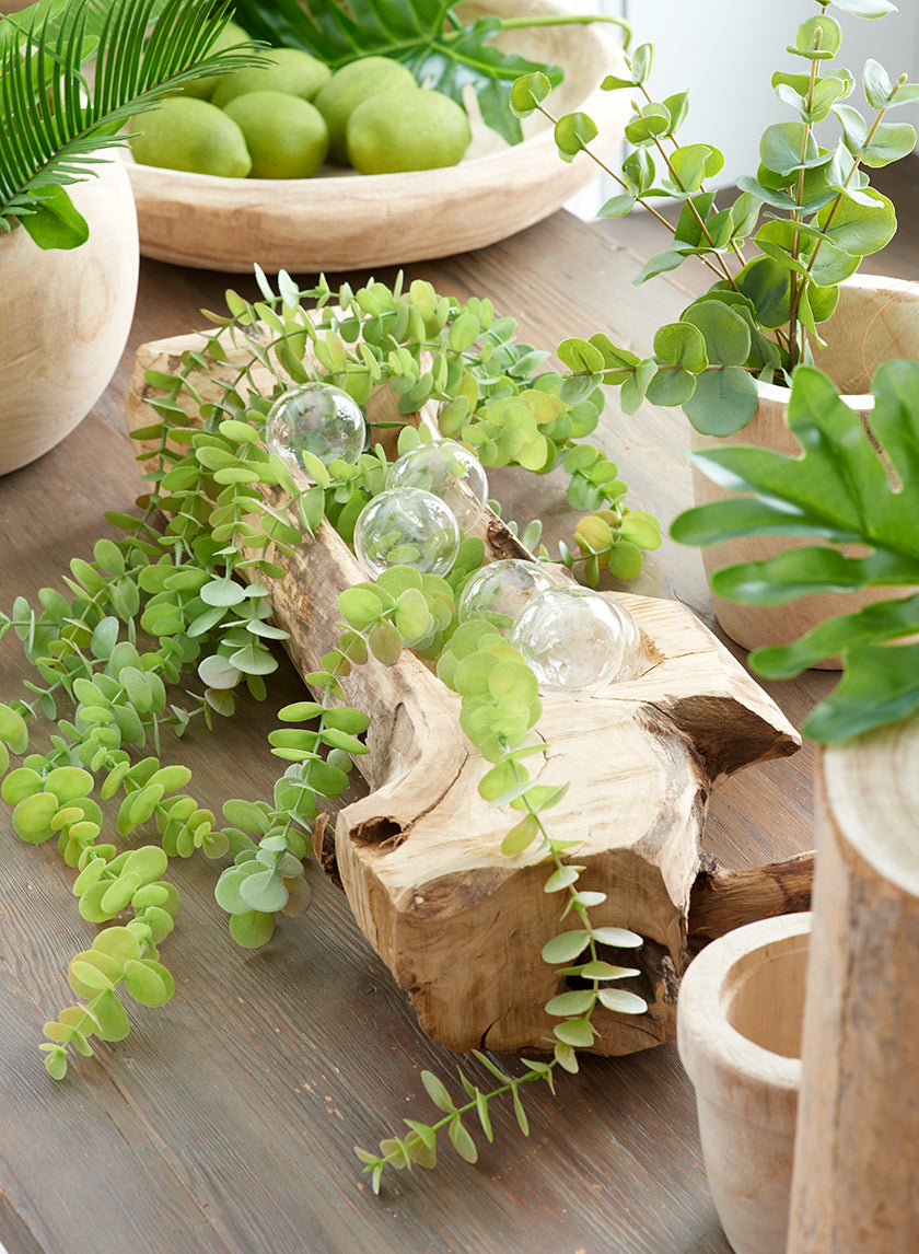 23in Long Paulownia Wood Trunk Bowl Decor Jamali-garden