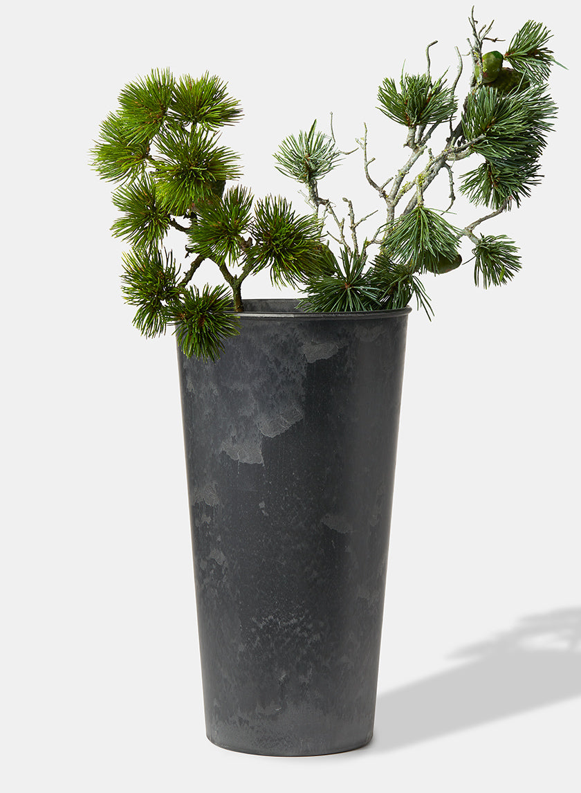 15 3/4in Aged Black Tall Flower Bucket Decor Jamali-garden