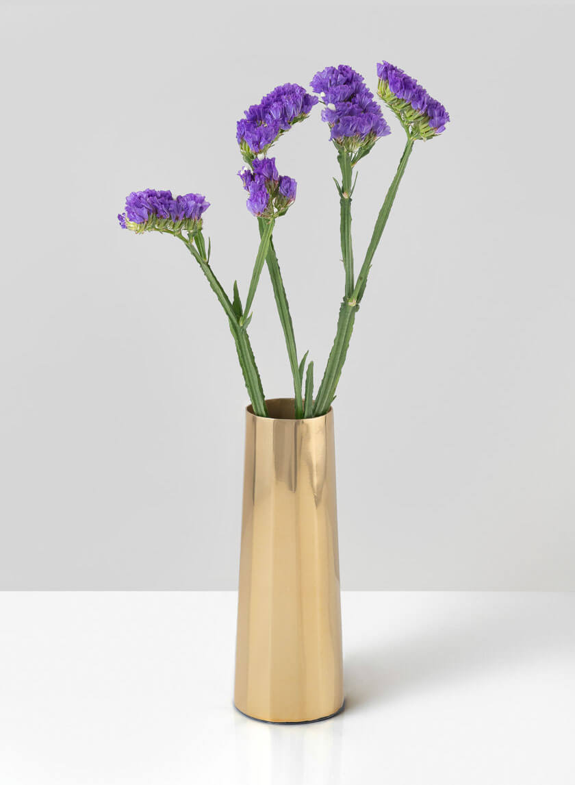 6in Tall Le Mans Gold Faceted Metal Vase Decor Jamali-garden
