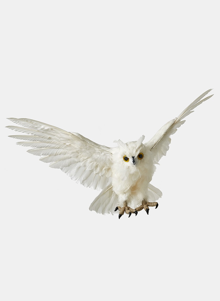 18in Long Flying White Owl Decor Jamali-garden