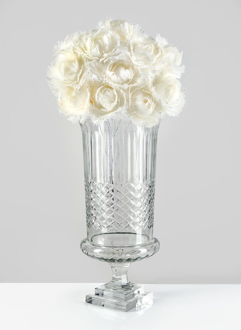 16.5in Tall Cutwork Glass Urn Decor Jamali-garden