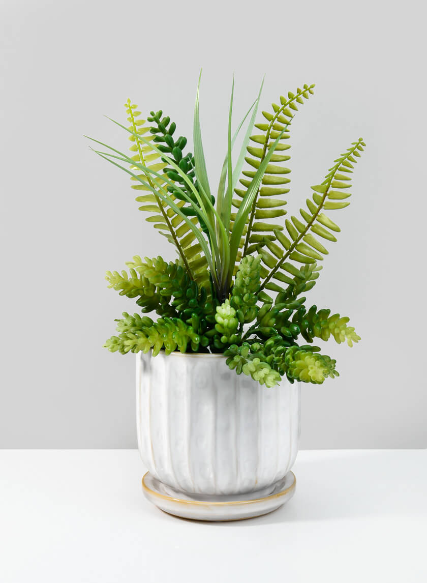 Tulum Cloud White Pot With Saucer Decor Jamali-garden