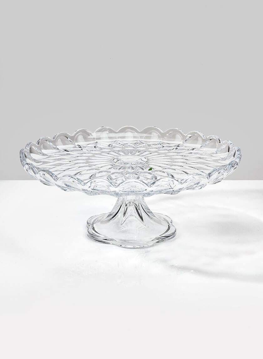 11.75in Wide Festonne Glass Cake Stand Decor Jamali-garden