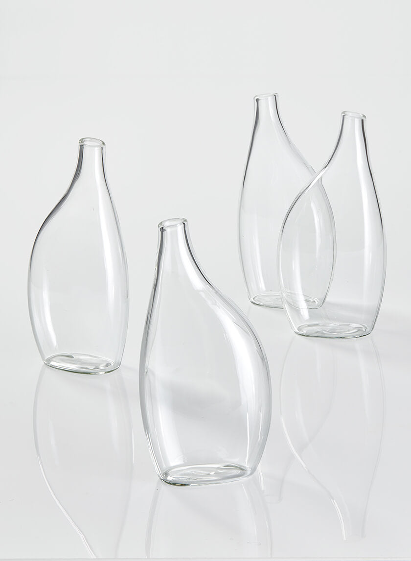 6.25in Tall Flat Bottle Glass Vase Decor Jamali-garden