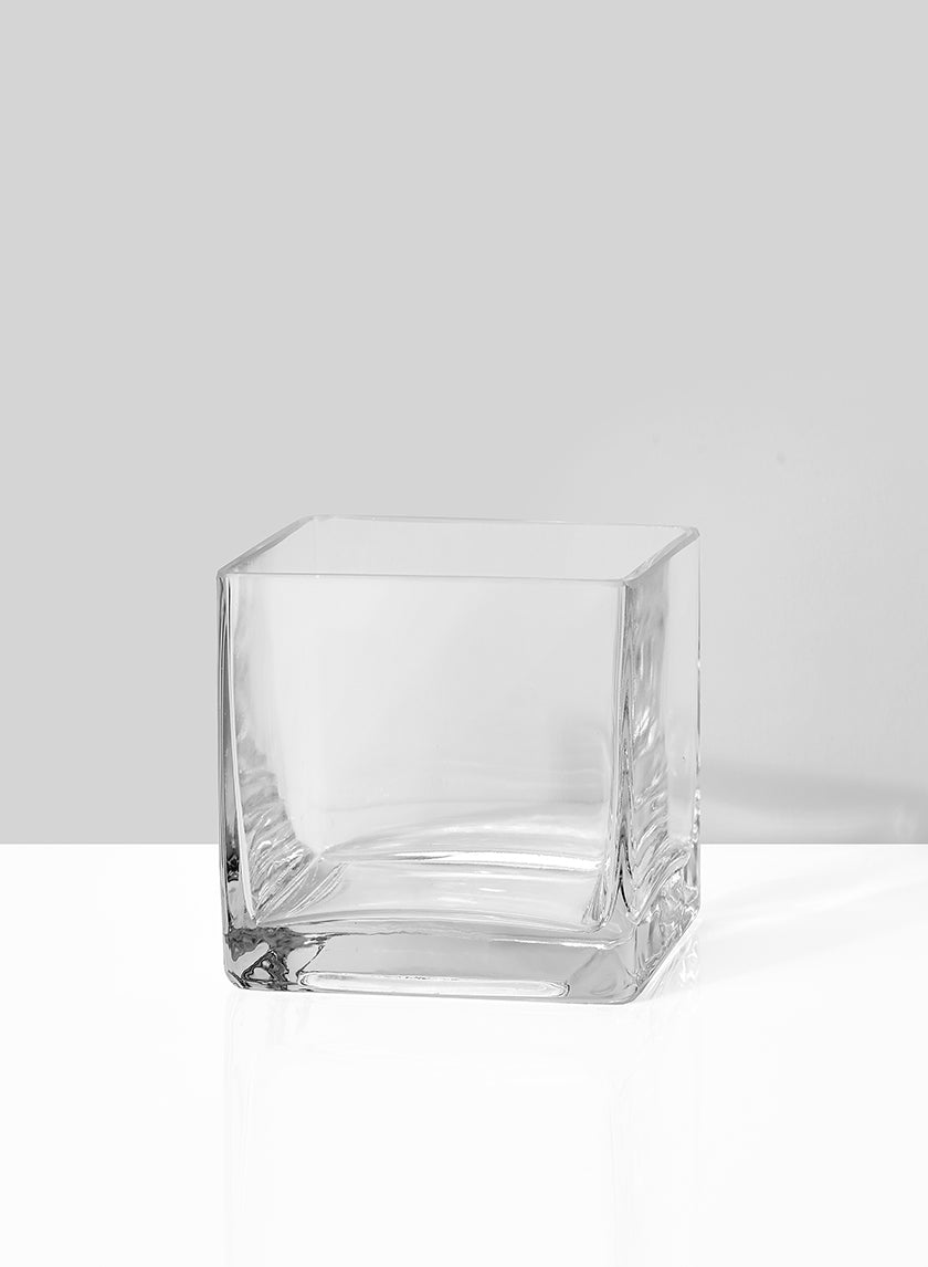 4in Tall Clear Glass Cube Vase Decor Jamali-garden